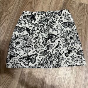 NWOT SHEIN Black and Cream Butterfly Mini Skirt